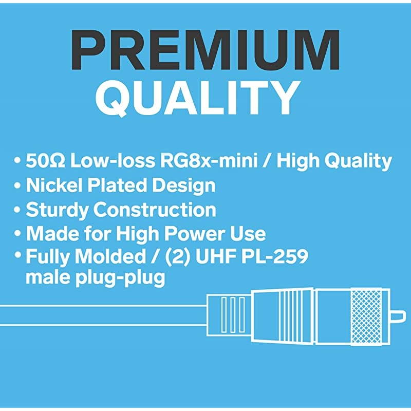 Coax Cable - Coaxial Cable Connector - Antenna Cable - RG8X Coax Connector - Coax Cable Connector - UHF Antenna Cable - Male to Male Cable - RG8X Coaxial Cable 6ft - 1.8 M - 3 Pack -  205-706-3