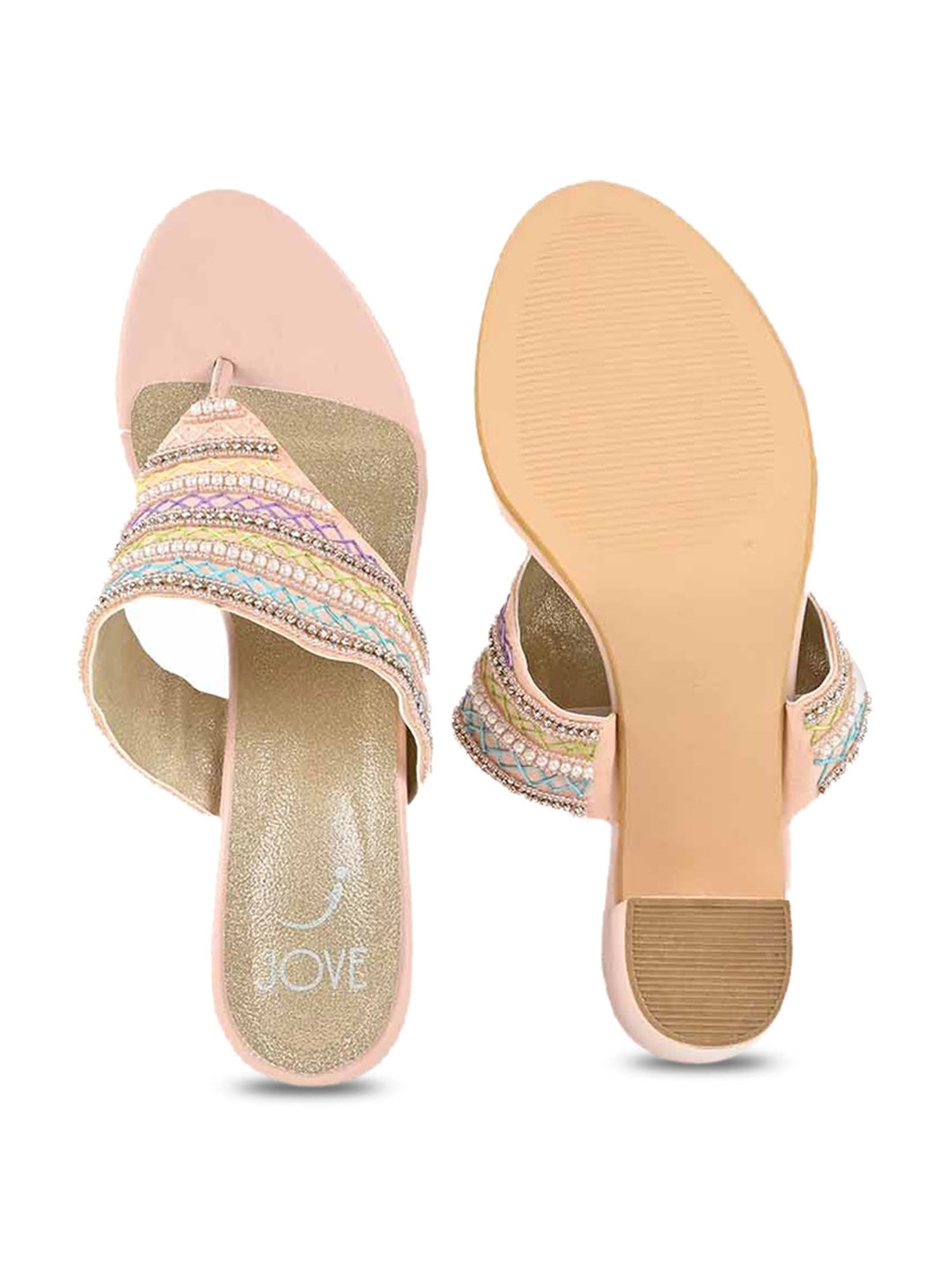 Jove Women's Nude Thong Sandals
