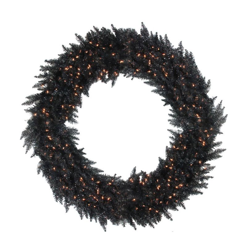 Vickerman 72" Prelit Black Ashley Spruce Artificial Christmas Wreath - Clear Lights