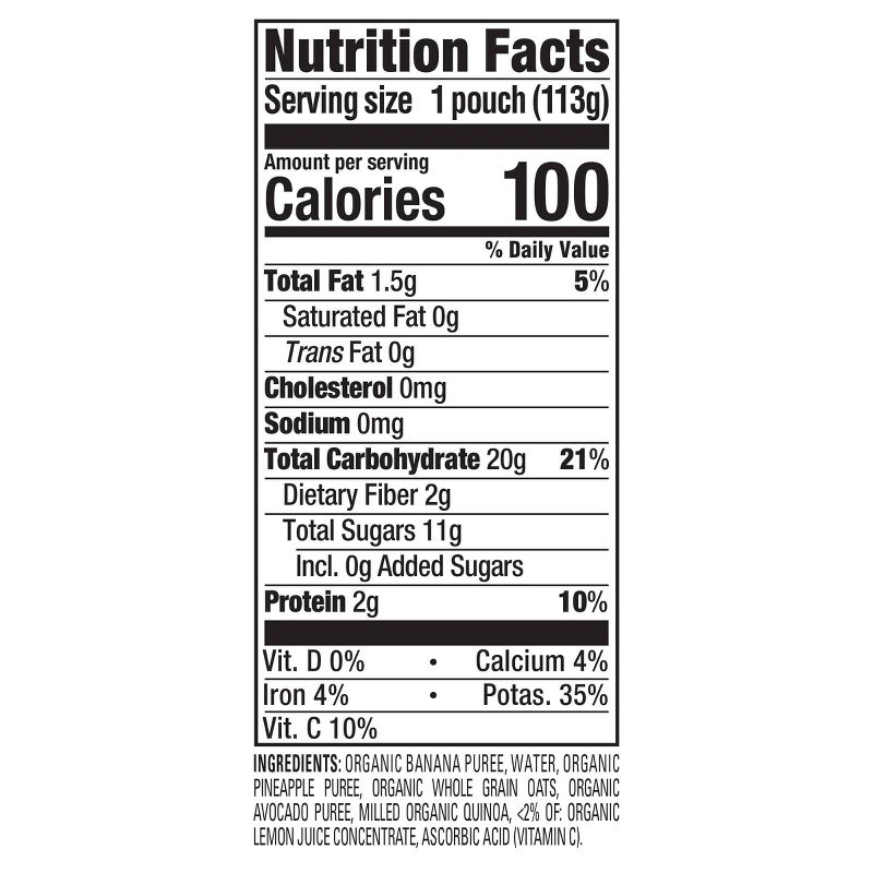 HappyBaby Clearly Crafted Bananas Pineapple Avocado & Granola Baby Meals - 4oz