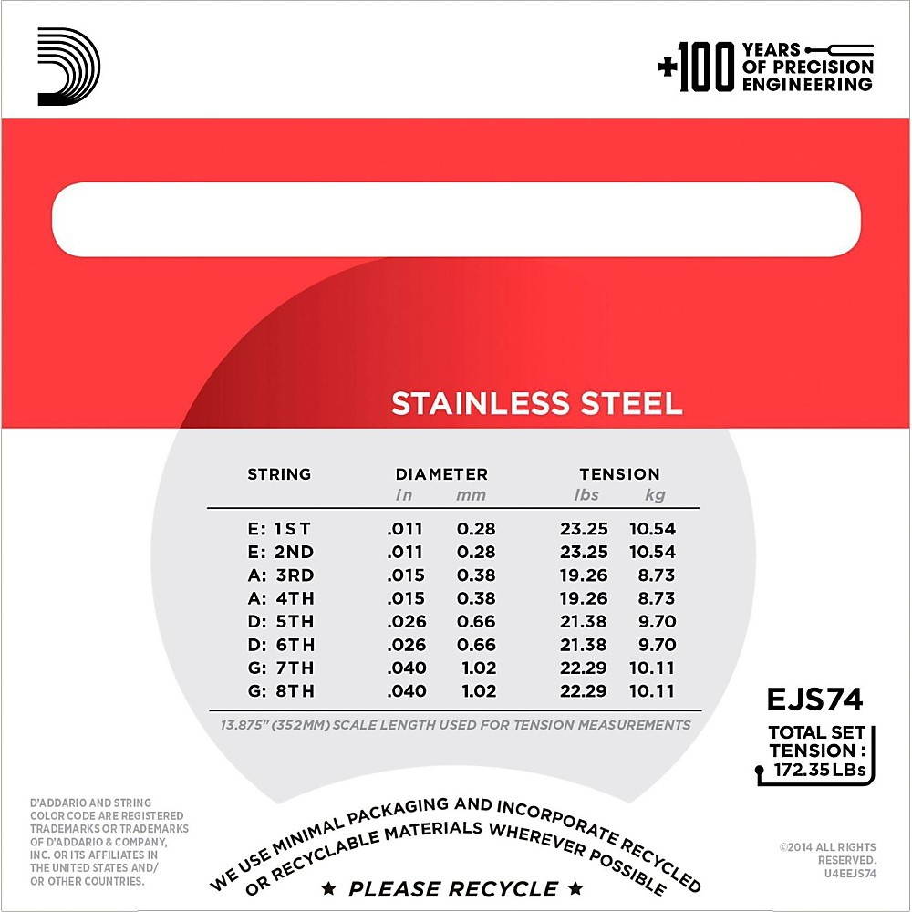 D'Addario EJS74 Stainless Steel Medium Mandolin Strings (11-40)
