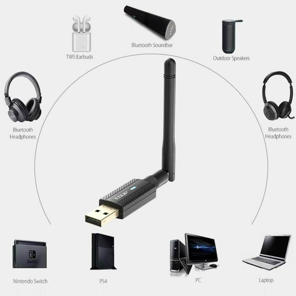 EDUP USB Bluetooth WiFi Adapter AC 600Mbps for PC, Wireless Wi-Fi Dongle Dual Band 2.4G/5.8G with Antenna Support Windows 10/8.1/7 / XP/Vista/Mac OS