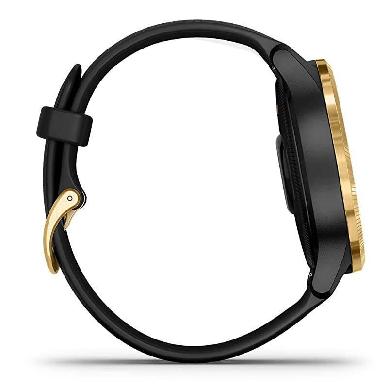 Garmin Venu (Black/Gold) Power Bundle | +HD Screen Protectors (x4) &  Portable Charger | AMOLED Display, Spotify | Fitness GPS Smartwatch