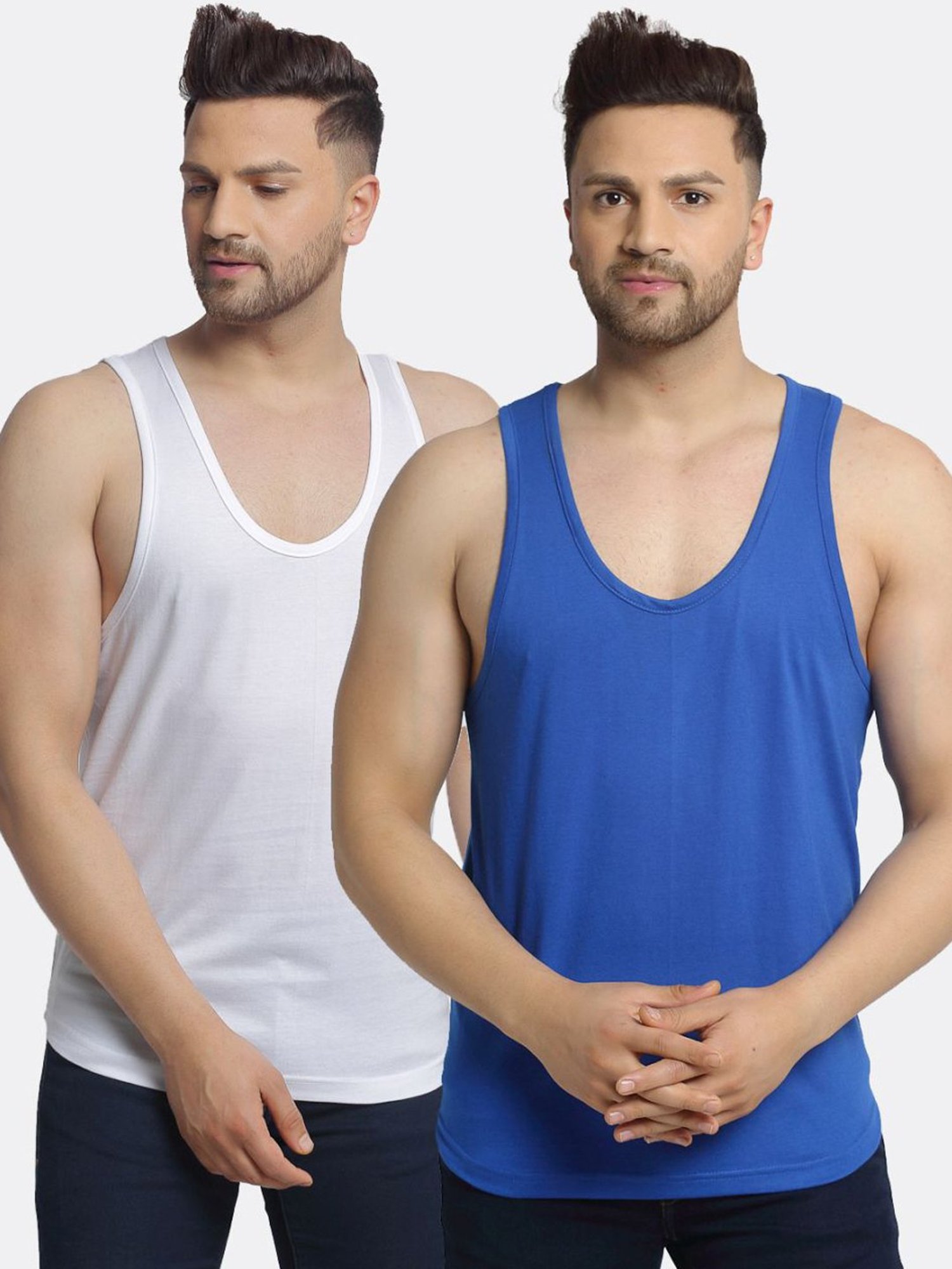 Friskers Multi Cotton Slim Fit Vest - Pack of 2