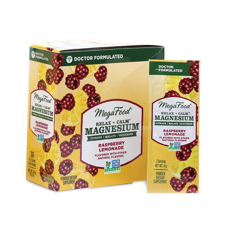 MegaFood Magnesium Powder Supplement - Raspberry Lemonade - 30ct