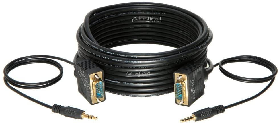 Cables Direct Online 35FT SVGA + Audio Monitor Cable, Male to Male 1080P Super