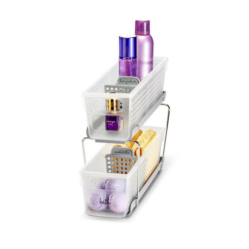 Mini Two-Tier Organizer with Dividers Frost/Gray - Madesmart