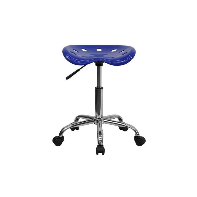 Vibrant Nautical Blue Tractor Seat and Chrome Stool