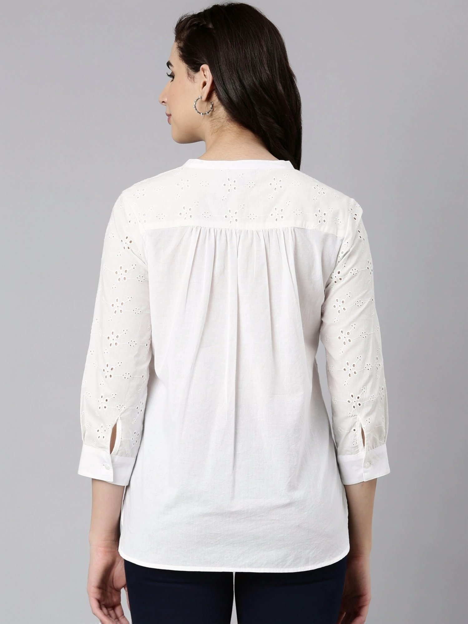 Zolo Label White Cotton Embroidered Shirt