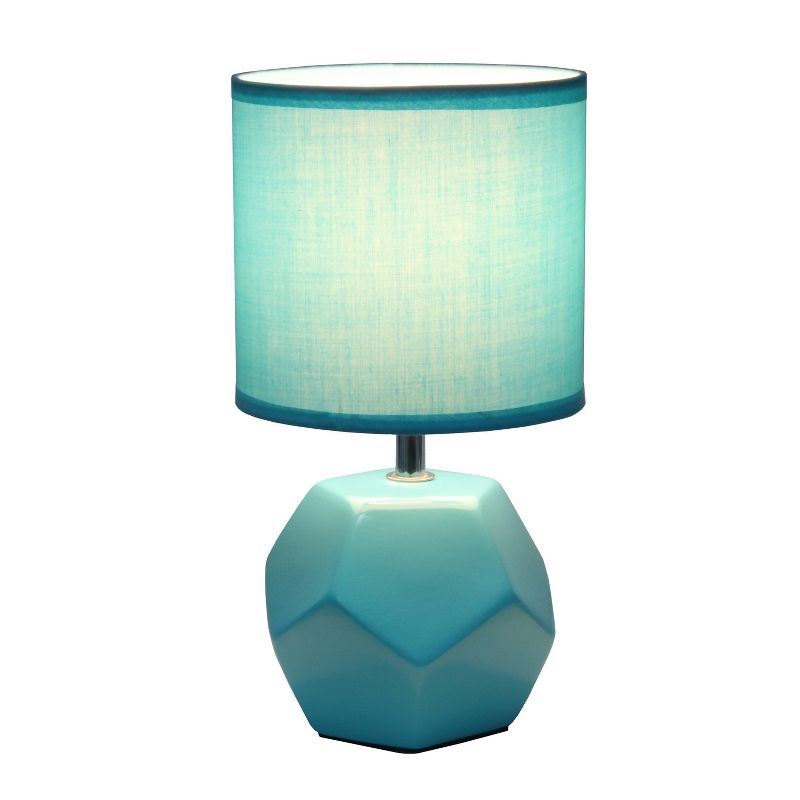 Round Prism Mini Table Lamp with Matching Fabric Shade Blue - Simple Designs