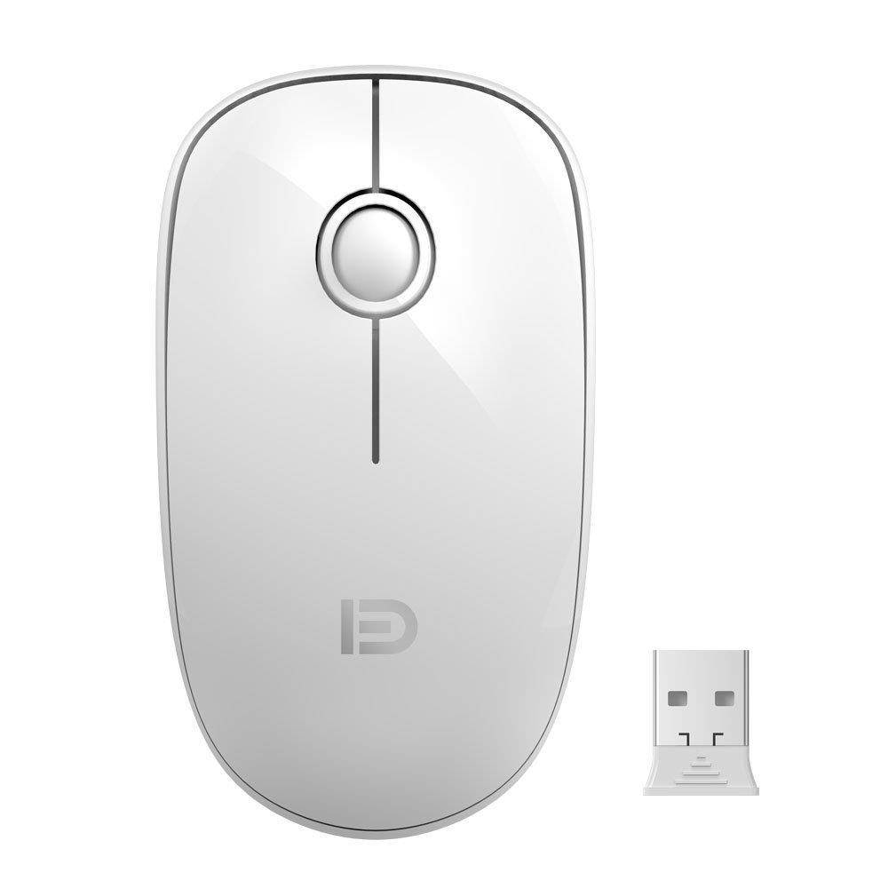 Wireless Mouse, FD V8 2.4G Ultrathin Silent Wireless Mouse with Battery&Nano Receiver 1500 DPI Precise Control for Notebook Computer PC Laptop MacBook and Chromebook (White)
