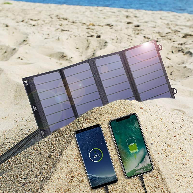 SolarCharger16W SolarPanelCharger Foldable Solar Panel Portable with Dual USB Ports DisplayFunction Waterproof OutdoorPortable Solar Charger Camping Travel for Cellphone Camera etc
