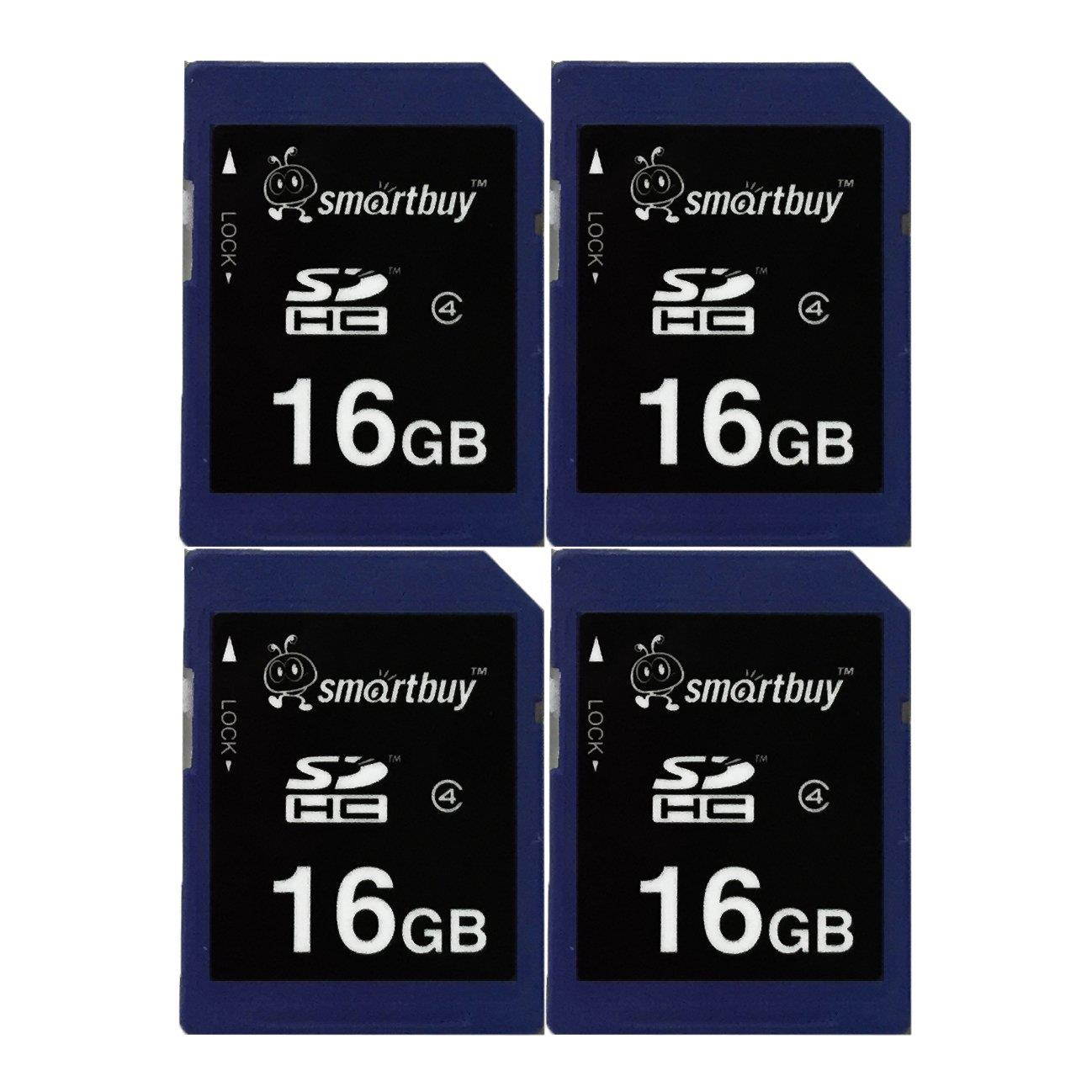 Smart Buy SDHC Class 4 Flash Memory Card SD HC Secure Digital C4 Fast Speed for Camera (16GB (4-Pack))