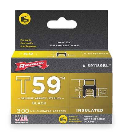 Arrow Fastener 591189bl Black T59 Insulated Staples For Rg59 Quad & Rg6 5/16 X 5/16 300 Pk