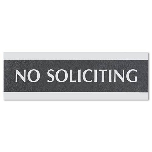 Headline Sign Century Series Office Sign NO SOLICITING 9 x 3 Black/Silver 4758