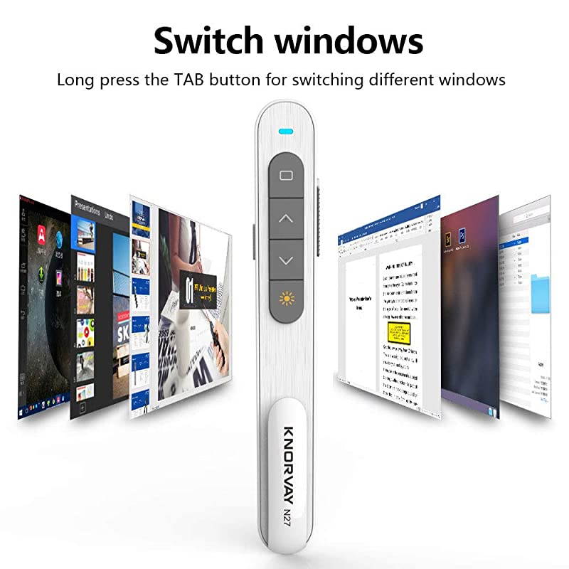 N27 Laser Pointer Presentation Clicker for Powerpoint Hyperlink Volume Control Presentation Remote PowerPoint Clicker Slide Advancer White