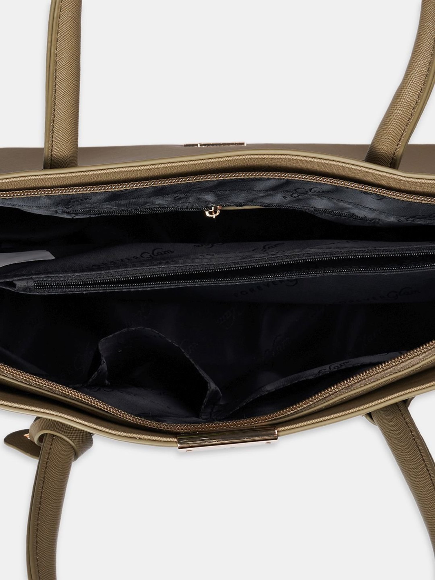 Forever Glam by Pantaloons Khaki Solid Handbag