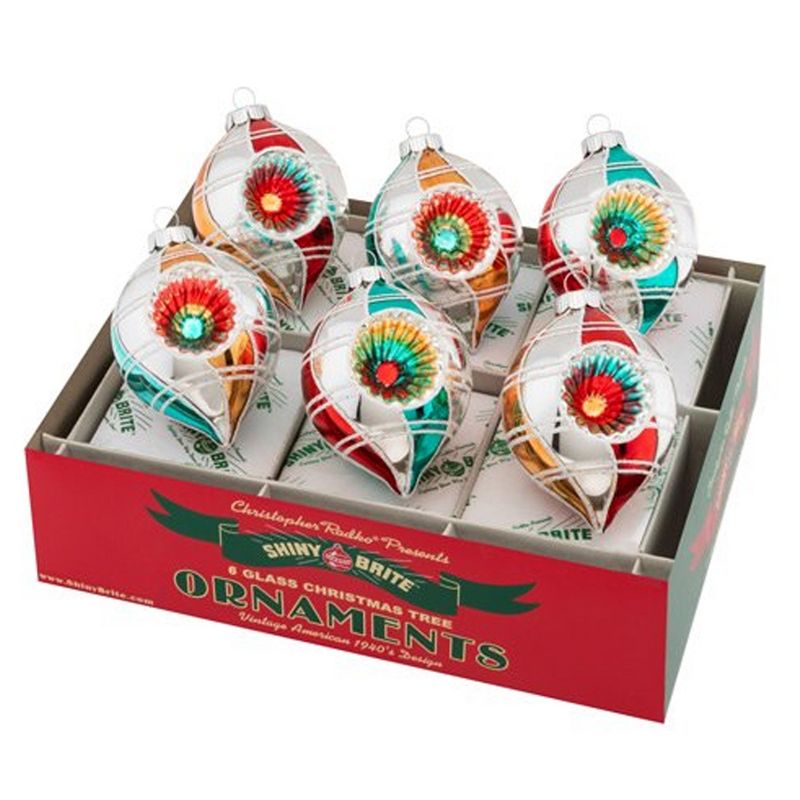 Shiny Brite 3.75" 3.25" Nh Reflector Tulips S/6 Ornament Nostalgic Holiday 2019  -  Tree Ornaments