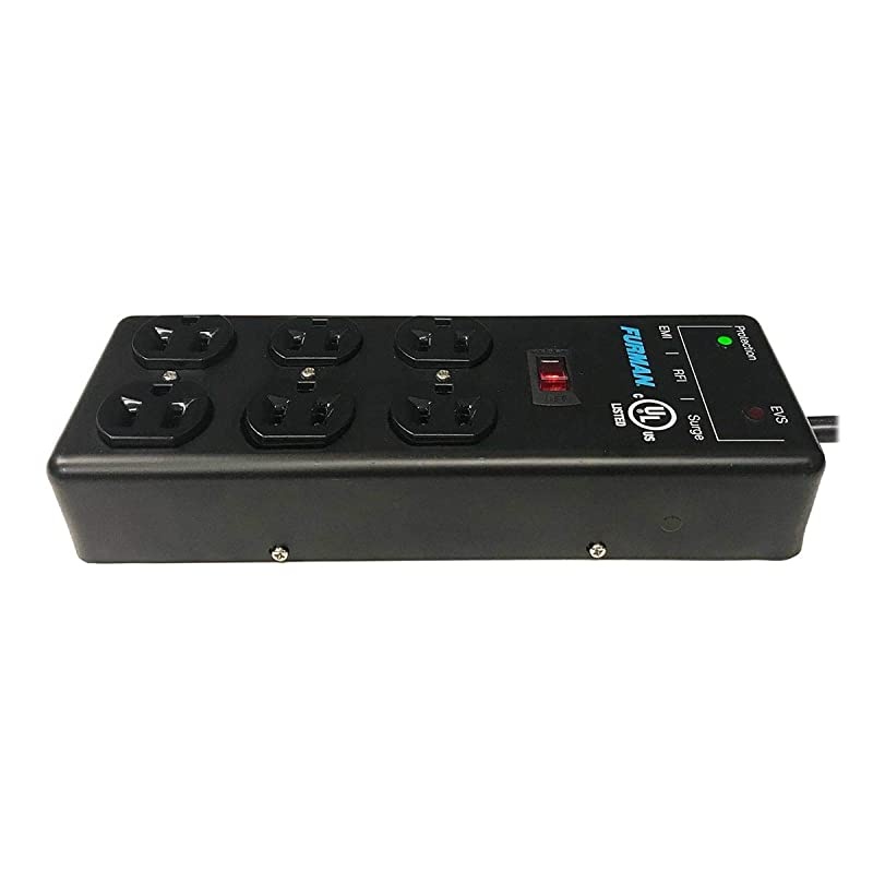 Sound S-6B-PRO 15A AC Surge Strip 6 Outlet 2x3 Block with Extreme Voltage Shutdown, Metal Chassis, 15' Power Cord