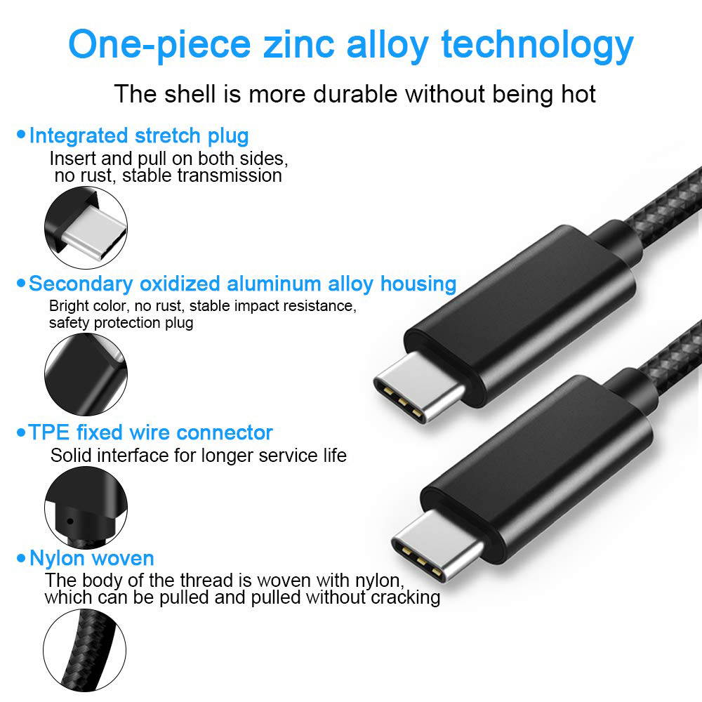 USB C to USB C 3.1 Gen2 Cable Fast Charge Video Cable(6.6ft/2m), 100W 20V/5A 10Gbps Fast Data Transfer, 4K Video Output for Samsung Galaxy S20 Note 10+,iPad Pro,Macbook Pro, HUAWEI MateBook