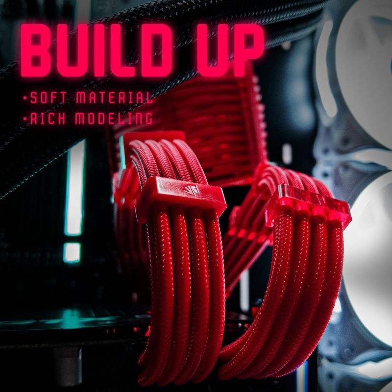 Graphics Card 6+2Pin 8Pin Male to Male Adapter Power Cable for Great Wall Dragon Module Power Supply with Net Cover,Black,about 58cm