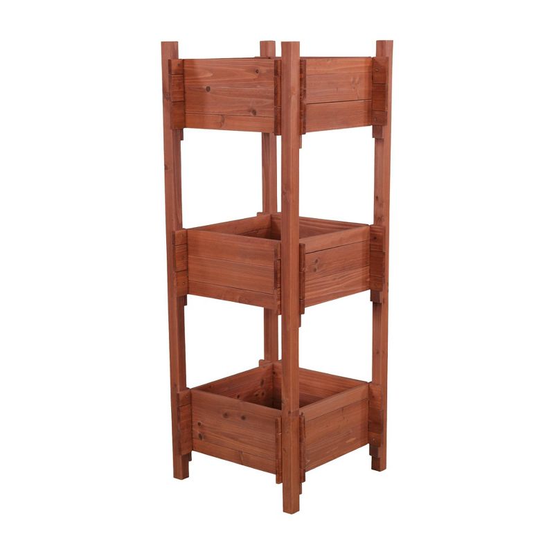 47" H Rectangular Wood Planter Stands And Holders - Brown - Leisure Season