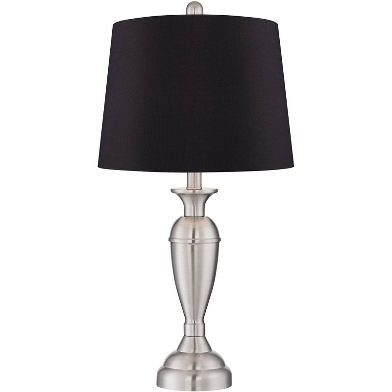 Regency Hill Blair Brushed Nickel Metal Black Shade Table Lamps Set of 2