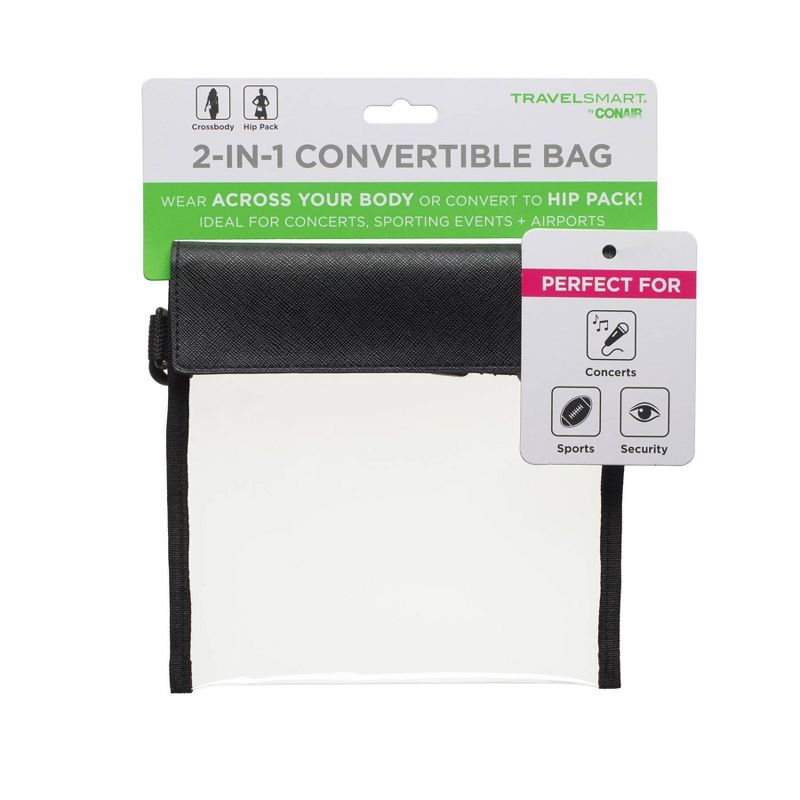 Travel Smart by Conair 2-in-1 Convertible Crossbody Clear Bag and Hip Pack