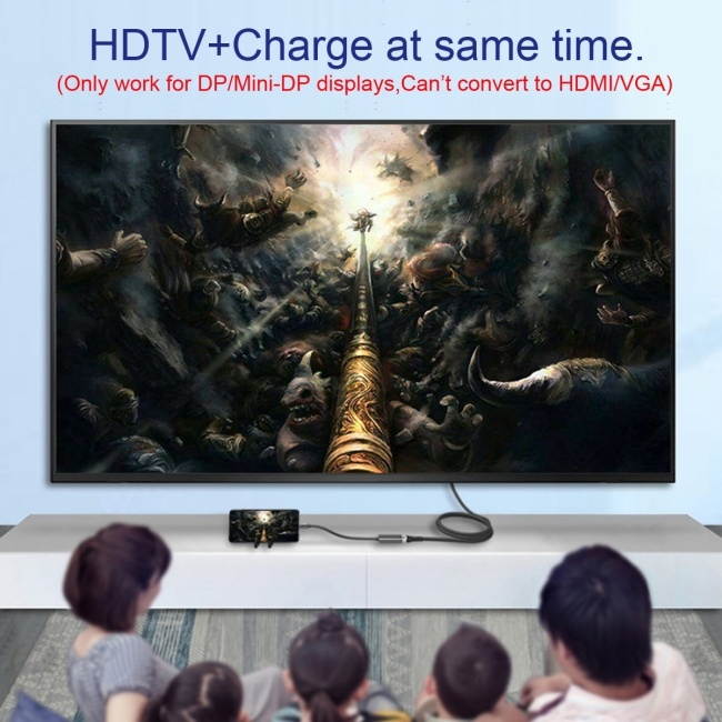 Jimier USB-C Type C to Displayport Monitor Converter Adapter 4K 2K 60hz with Female PD Power Port