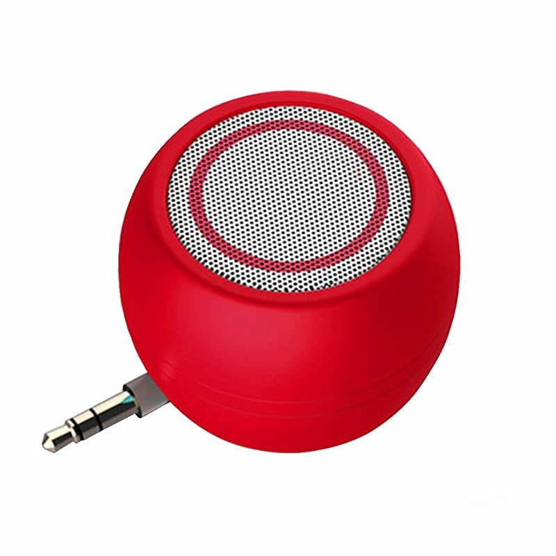 Mini Phone Speaker Portable Wireless Plug in Speaker with 3.5mm Aux Audio Jack Rechargeable Plug and Play Clear Bass Speaker Universal for Cell Phone iPad MP3 MP8 Tablet Computer (Red)