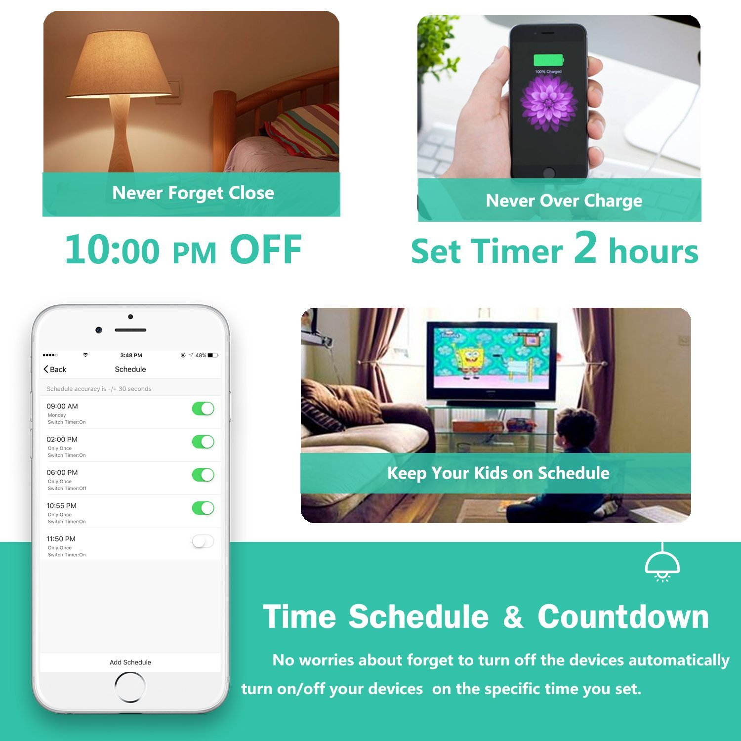 Smart Wifi Power Plug Socket with USB Switch Wireless Outlet APP/Voice Control Compatible with Amazon Alexa Echo Google Home