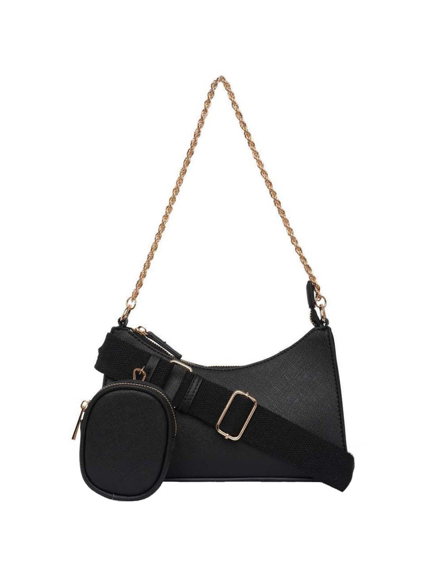 Call It Spring Black Solid Medium Sling Handbag
