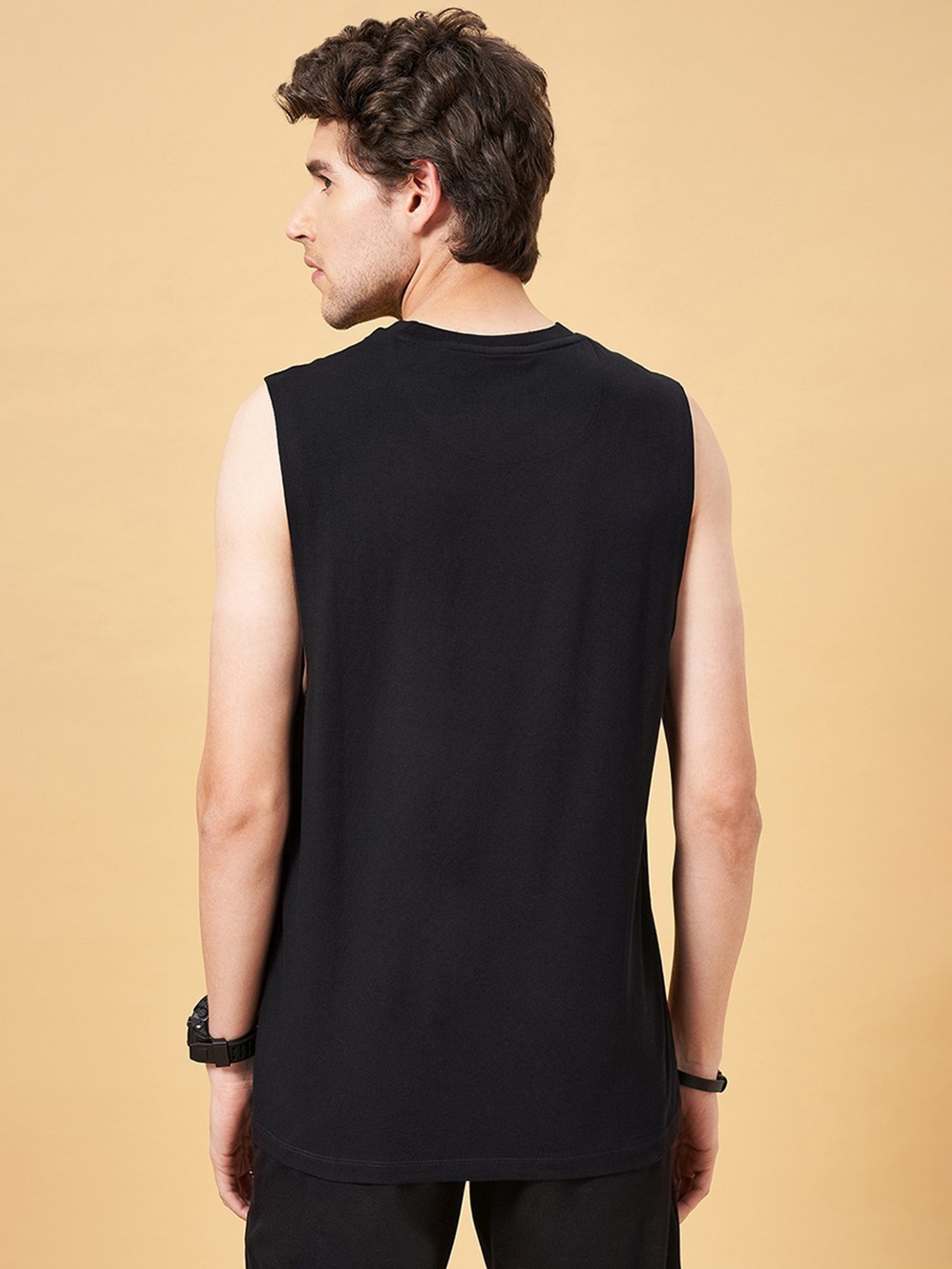 Street 808 by Pantaloons Jet Black Relaxed Fit Vest