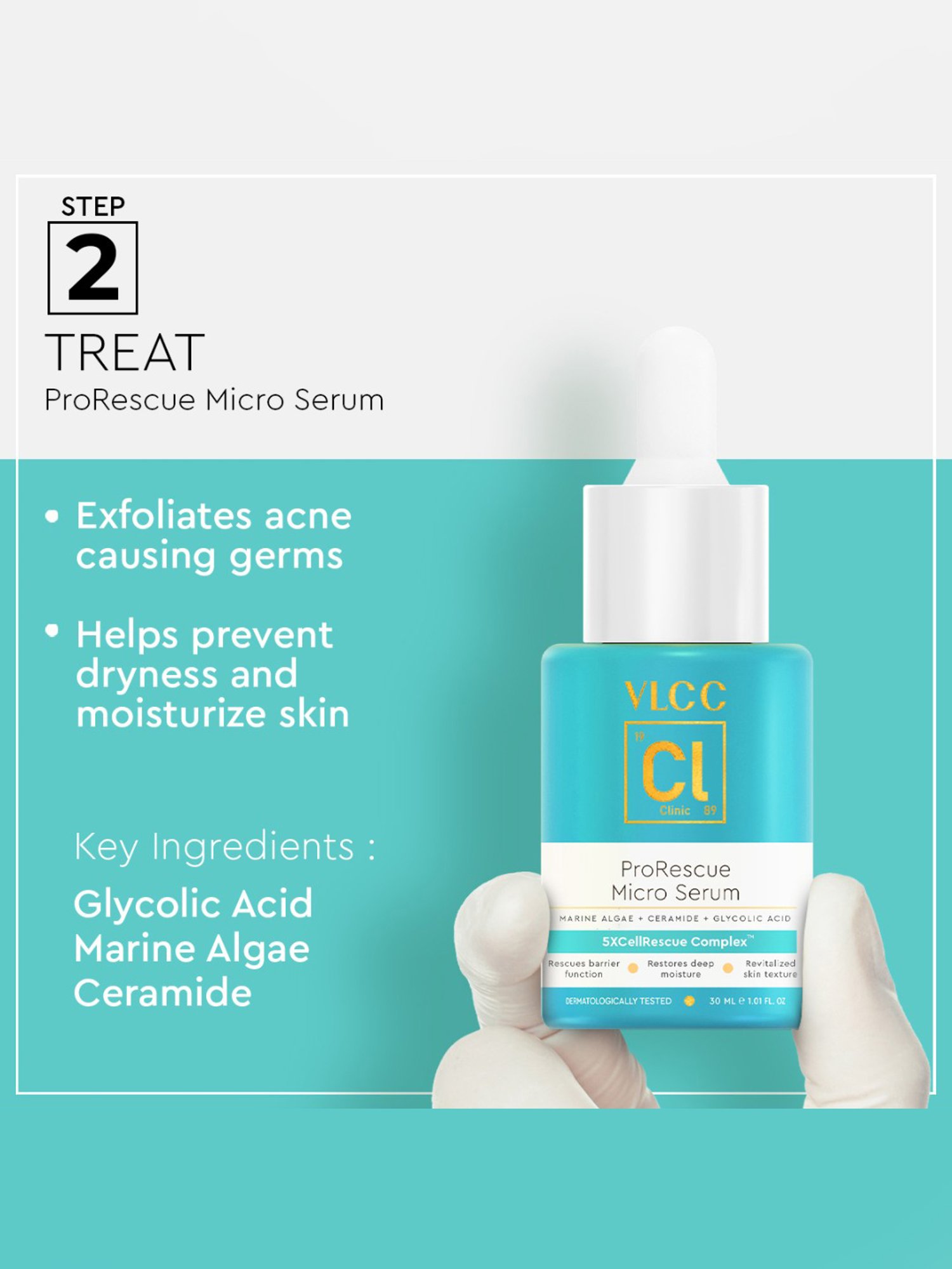 VLCC Clinic Anti Acne Face Wash, DeTan Sun Screen, ProRescue Micro Serum & Bio Cream Combo