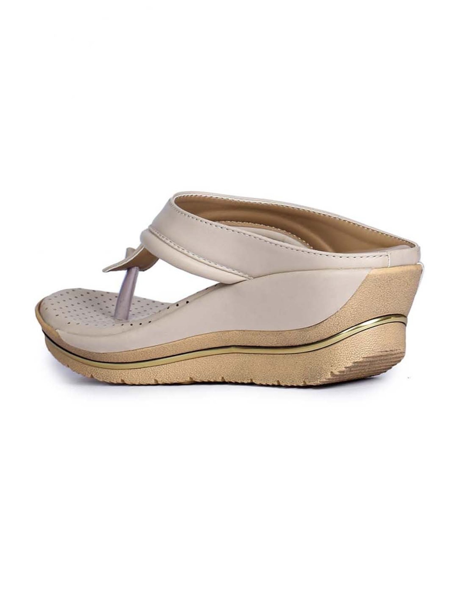Senorita by Liberty Women's Beige Thong Wedges