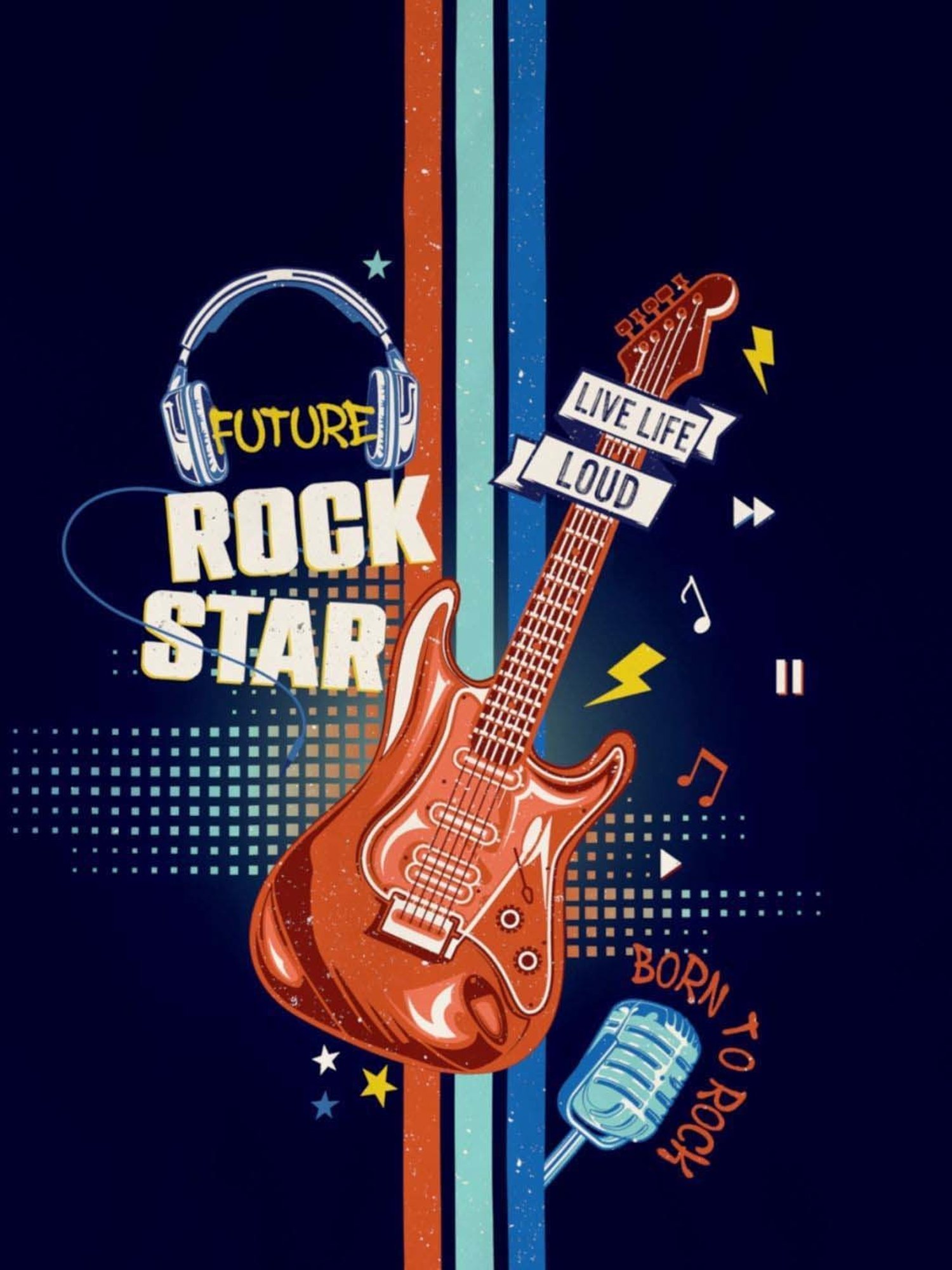 DDecor Rockstar Conversational Blue Cotton 136 TC Single Bedsheet With 1 Pillow Cover