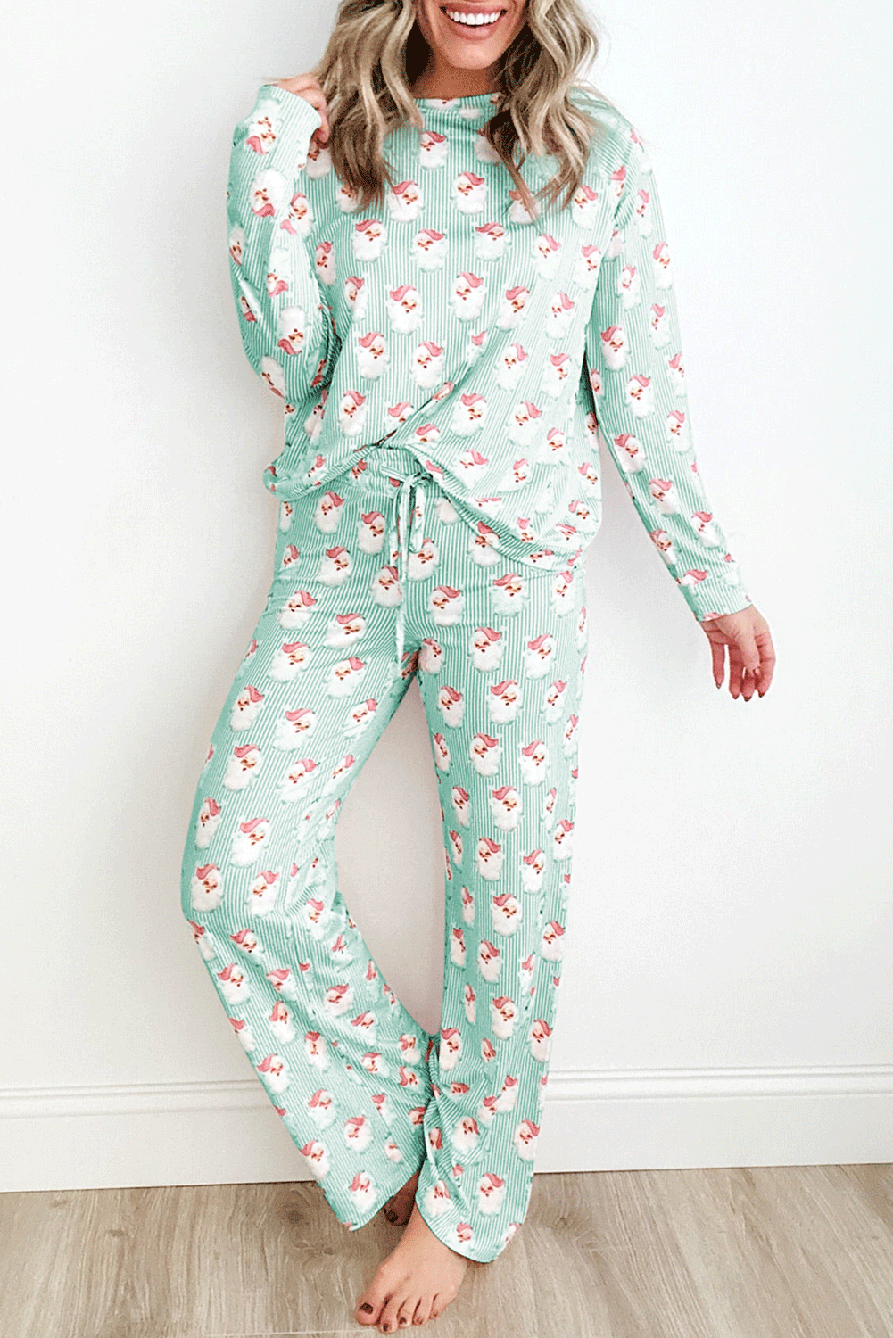 White Christmas Pullover and Drawstring Pants Pajama Set