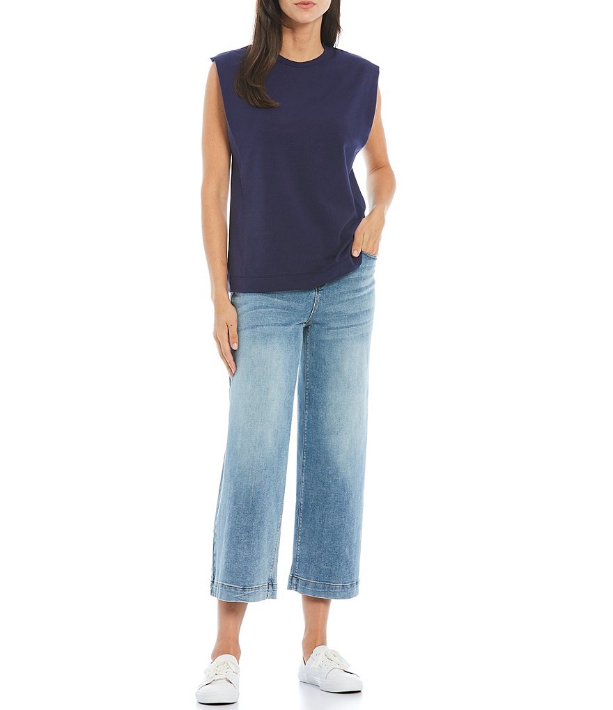 Gibson & Latimer Shoulder Pad Knit Sleeveless Tee