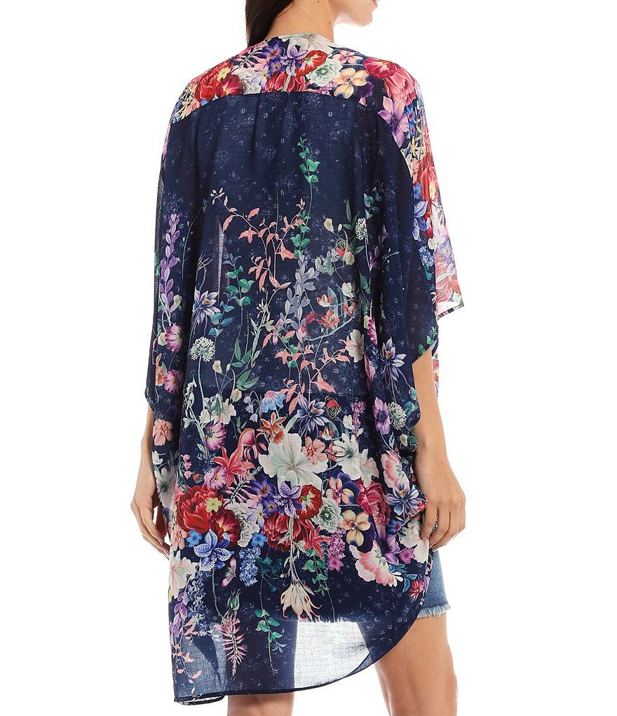 Reba Floral Print Cocoon Kimono