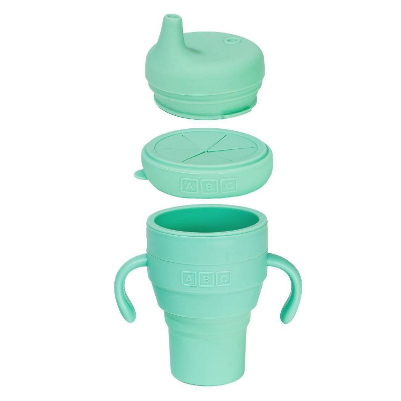 Austin Baby Collection Silicone Collapsible Cup Sippy & Snackie Lid Set - Mint