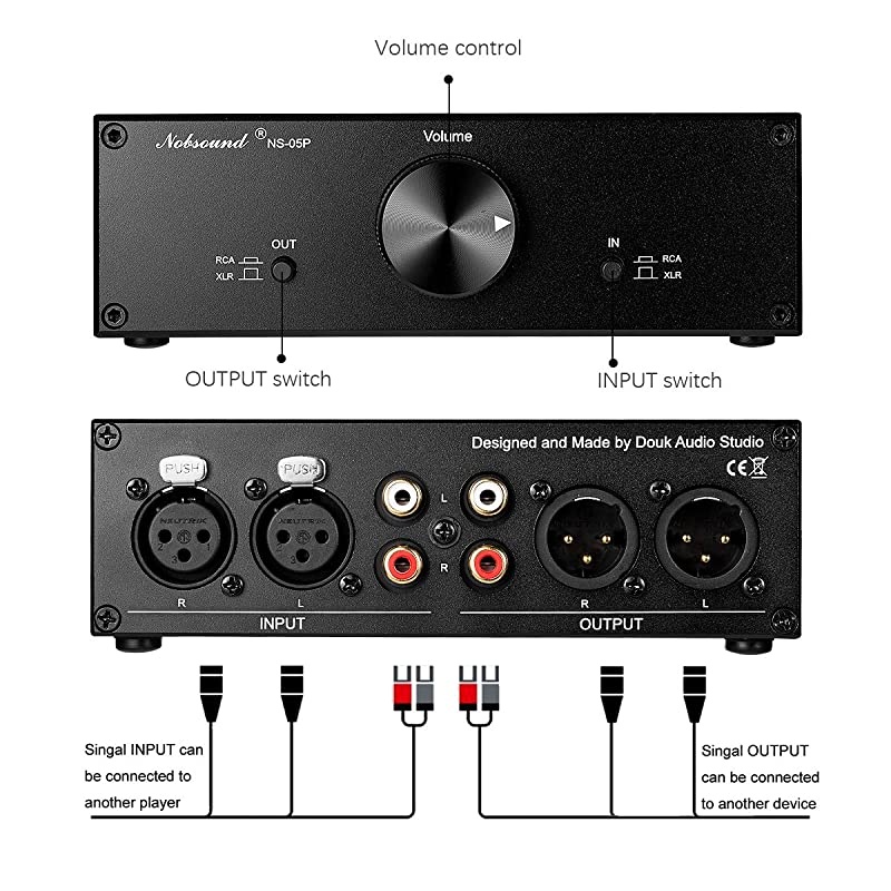 Mini FullyBalancedSingleEnded Passive Preamp HiFi PreAmplifier XLRRCA Volume Controller for Active Monitor Speakers Black