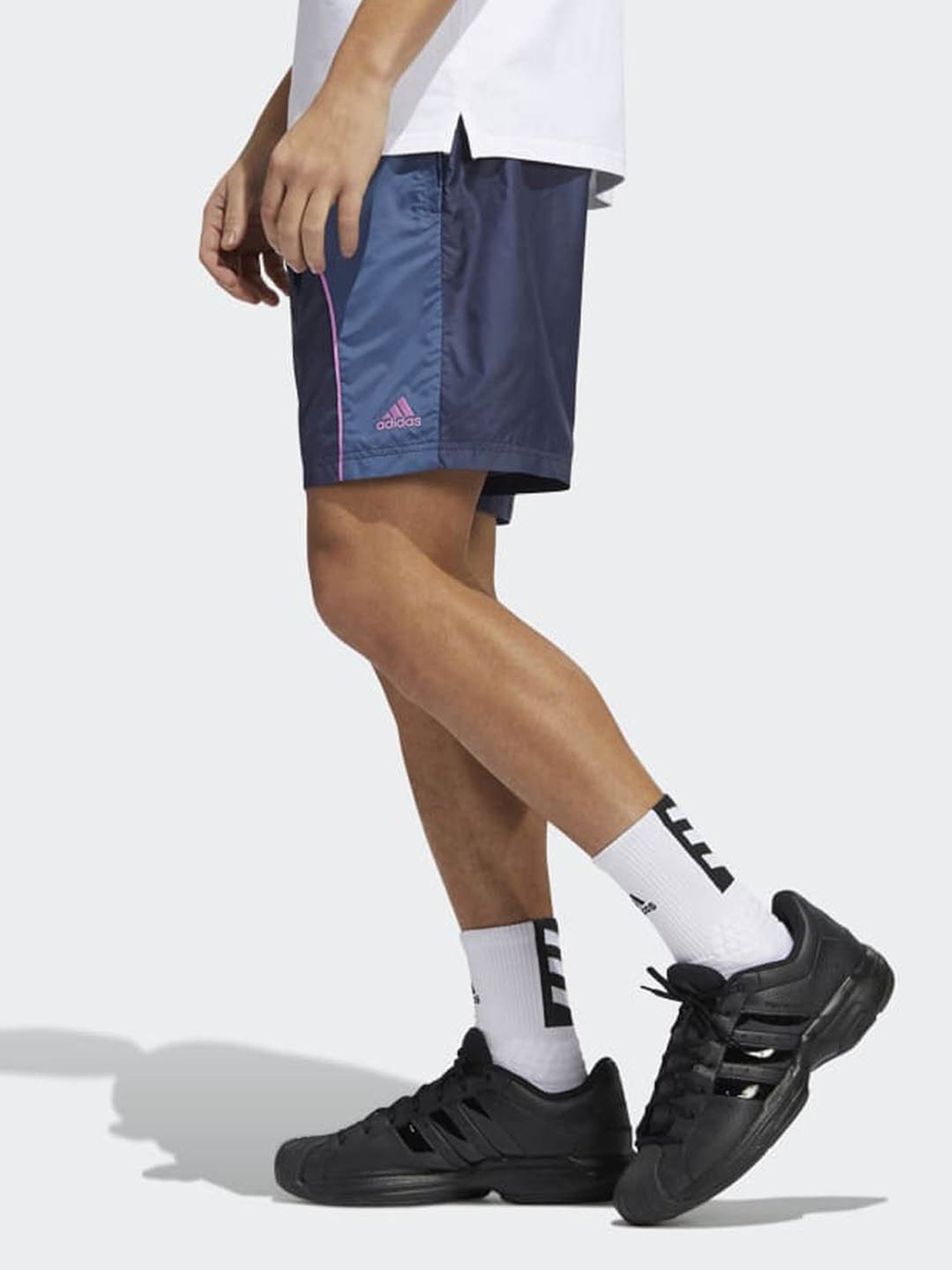 Adidas Blue Regular Fit Colour Block Sports Shorts