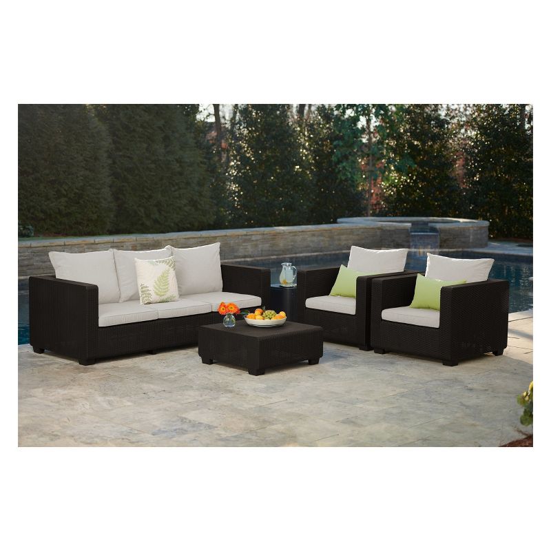Salta Outdoor Resin Patio Armchair with Cushions Brown - Keter
