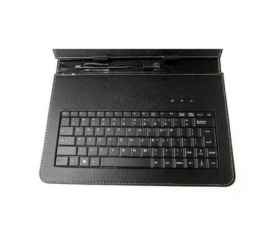 10.1 Inch Folio Artificial Leather Tablet Protector Case Cover Keyboard Case for Universal Android Tablet PC (Black)