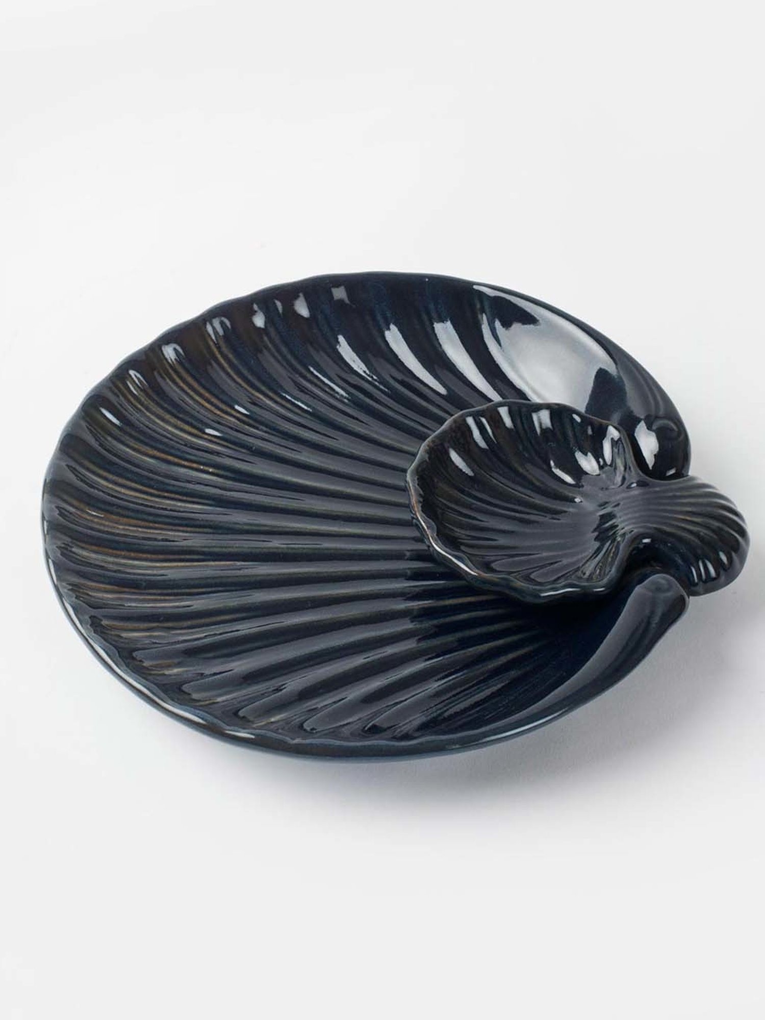 Fabindia Phulwari Blue Ceramic Glazed Chip & Dip Platter