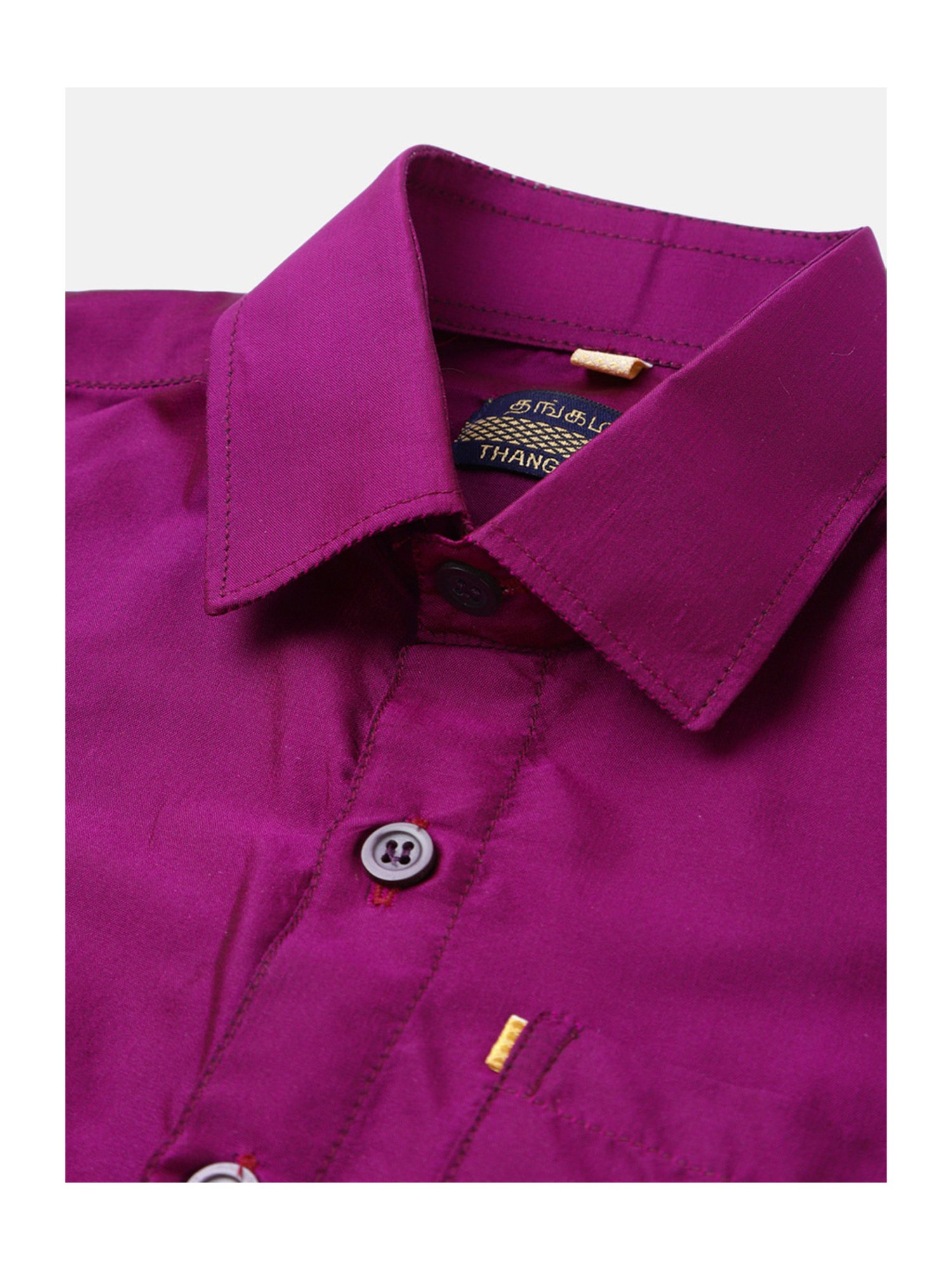 THANGAMAGAN Kids Magenta Solid Shirt