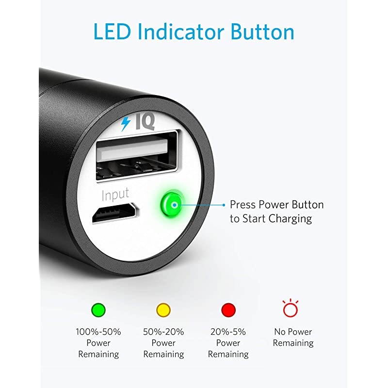 PowerCore+ Mini, 3350mAh Lipstick-Sized Portable Charger (Premium Aluminum Power Bank), One of The Most Compact External Batteries, Compatible with iPhone Xs/XR, Android Smartphones and More