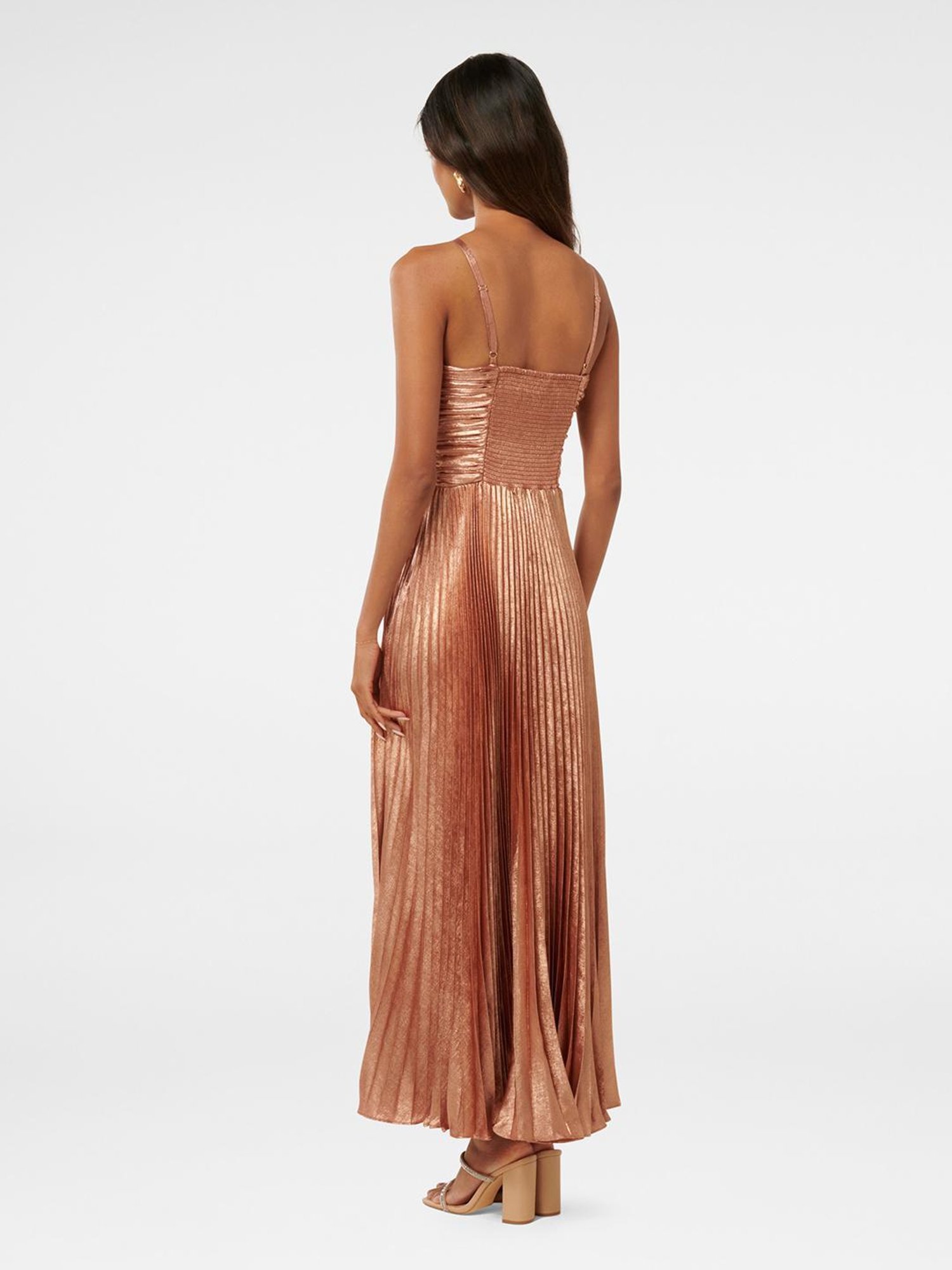 Forever New Jayden Petite Metallic Pleated Maxi Dress