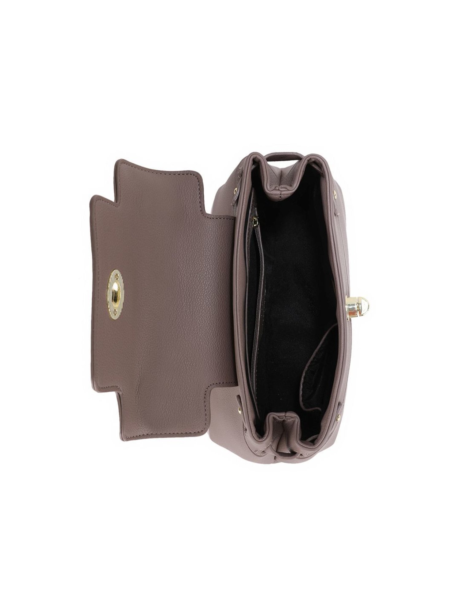 Tyra Lillian Taupe Solid Faux Leather Satchel Handbag