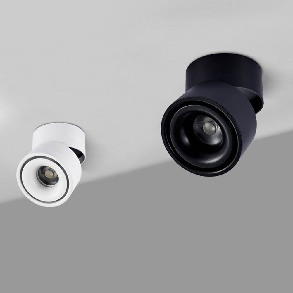 Indoor 220V 10W LED Spotlight 360&deg; Adjustable Ceiling Downlight Surface Mounted COB Lighting Aluminum Wall Lamp Spot Light Pure White (White)